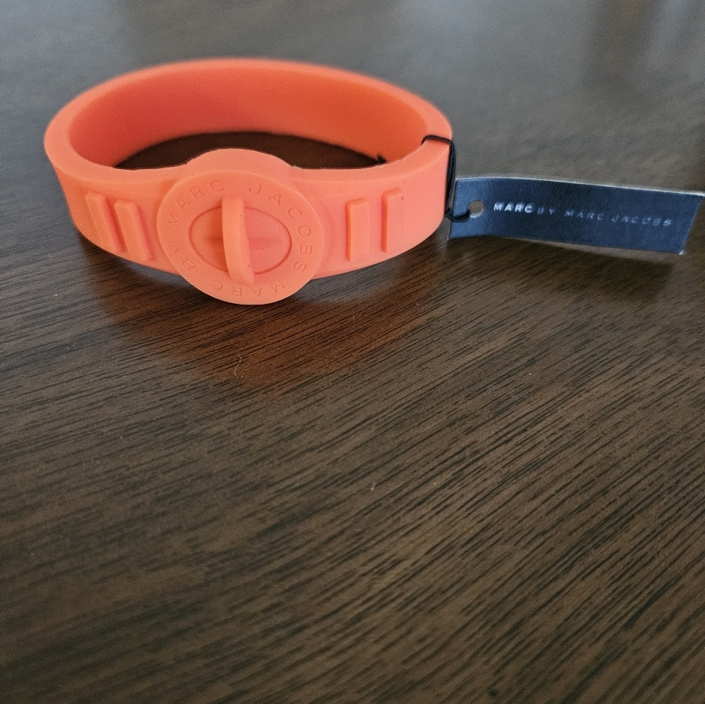 Marc Jacobs Orange Silicone Logo Cuff Bracelet